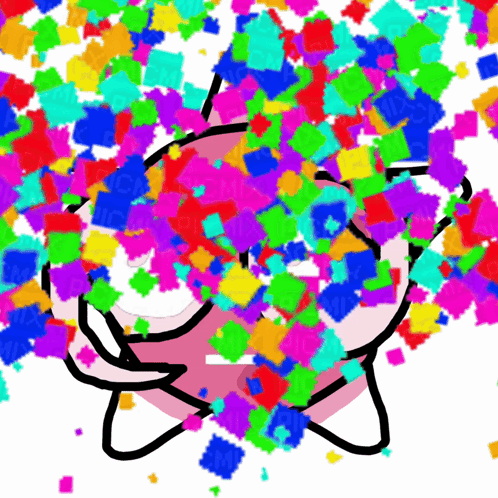 Kirby Surrounded by Colorful Squares