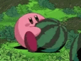 Kirby Swallows Whole Watermelon GIF