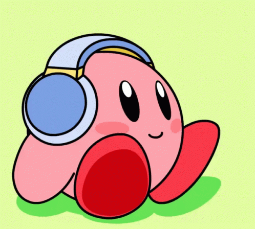 Kirby Wearing Headphones GIF