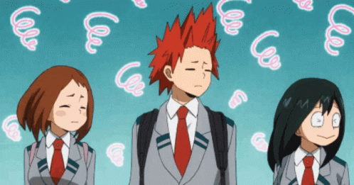 Kirishima Ochoca And Tsuyu Shaking Head GIF