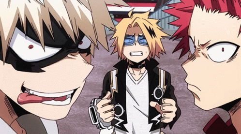 Kirishima Denki And Bakugo Stare GIF