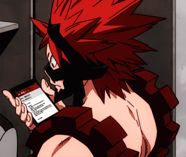 Kirishima Checking Phone GIF