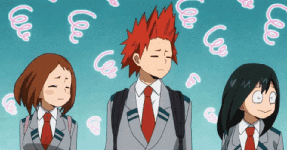 Kirishima Ochoca And Tsuyu Shaking Head GIF