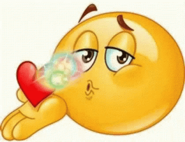 Kiss Emoji Puffing Shiny Bubbles GIF