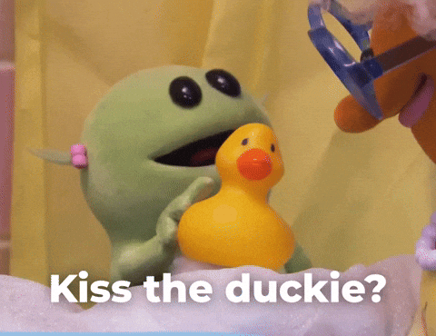 Kiss The Rubber Duck Puppet Meme GIF