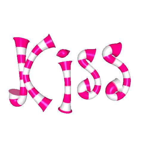 Kiss Word in Pink and White Candy Canes