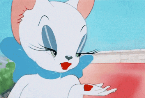 White Cartoon Cat Blowing Kisses GIF