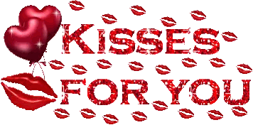 Kisses For You With Red Lips And Hearts