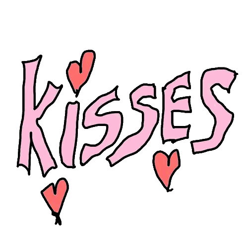 Kisses Word with Hearts