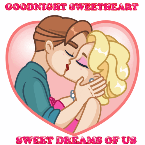 Kissing Cartoon Couple Goodnight Sweet Dreams GIF