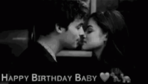Kissing Couple Black and White Happy Birthday Baby