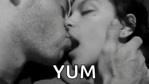 Kissing Couple Black and White Photo Yum
