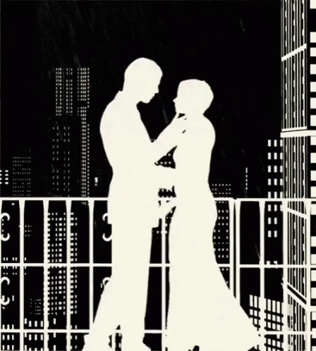 Kissing Couple Inverted Silhouette GIF