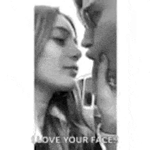 Kissing Man And Woman With Love Your Face GIF