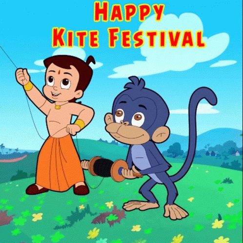Kite Festival Monkey and Boy Flying Kite