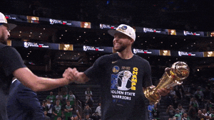 Klay Thompson Holding Hands Jumping For Joy GIF