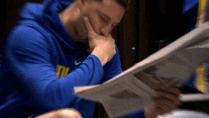 Klay Thompson Reading Broad Sheet GIF