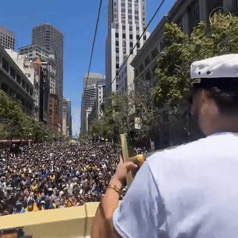 Klay Thompson Showing Off Championship Trophy GIF