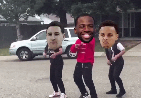 Klay Thompson Steph Curry Bubble Head Dancing GIF