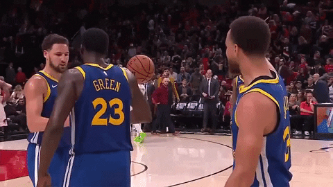 Klay Thompson Tight Hugs With Teammates GIF