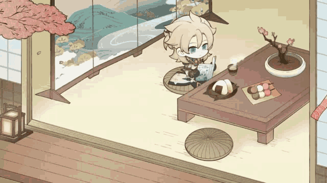 Klee Running Albedo Dining GIF