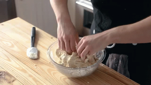Knead Dough In Glass Bowl GIF