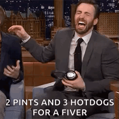 Knee Slapper Chris Evans Hotdogs GIF