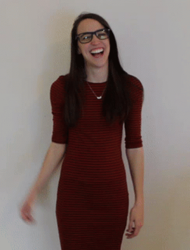 Knee Slapper Nerd Red Dress GIF