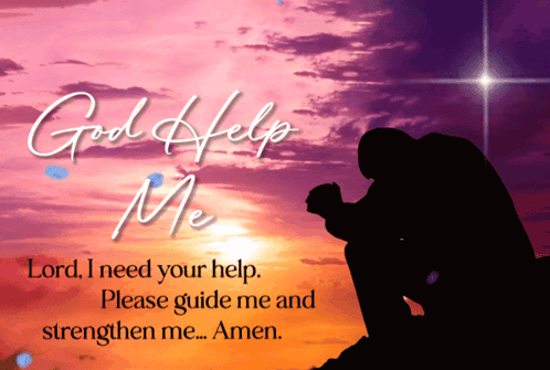 Kneeling Man Sunset God Help Me