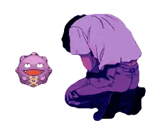 Kneeling Man With Purple Pokémon