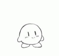 Cute Sketch Kirby Showing A Knife GIF