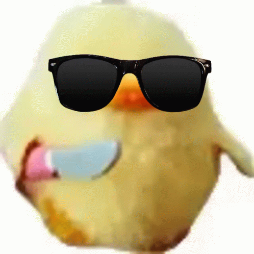 Cool Yellow Bird And A Pink Knife GIF