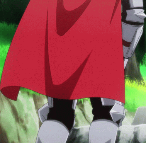 Knight in Armor and Red Cape Walking