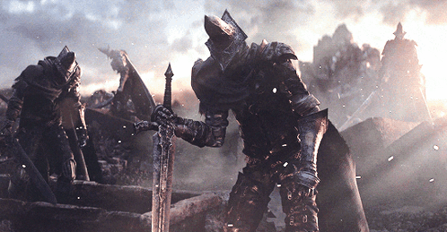 Knight In Armor Holding Sword GIF
