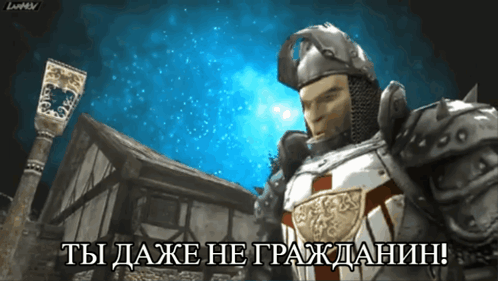 Knight In Armor Saying Ты Даже Не Гражданин GIF