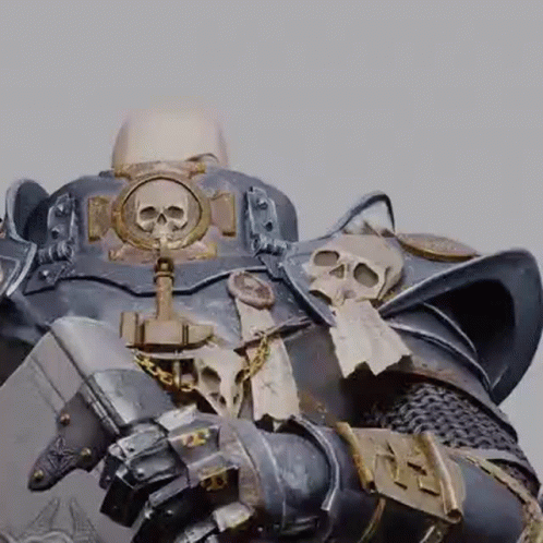 Knight in Armor With Skull on Chest