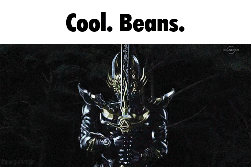 Knight With Green Sword Saying Cool Beans