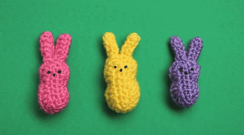Knitted Three Easter Bunny Moving GIF