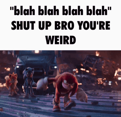 Knuckles and Sonic Saying Blah Blah Blah Blah and Shut Up Bro You're Weird
