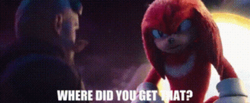 Knuckles The Echidna From Sonic The Hedgehog Is Standing Next To A Man And Asking Where Did You Get What ? GIF