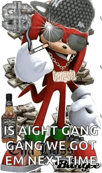 Knuckles The Echidna Gangster Holding Jack Daniels And Cigarette GIF