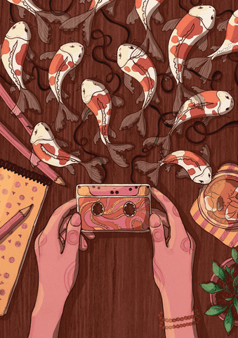 Koi Lofi Cassette Girl GIF