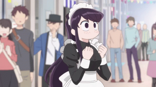 Komi Wearing Maid Outfit Spinning Around GIF