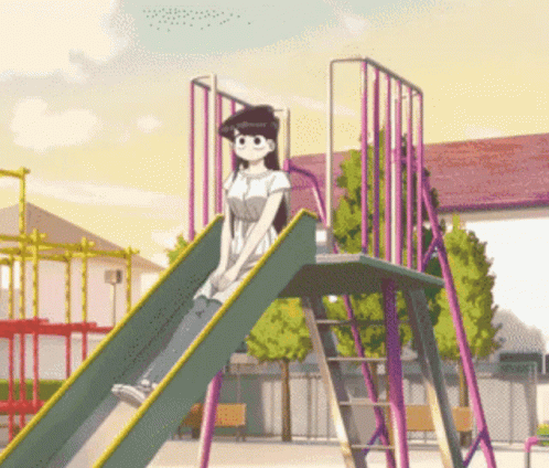 Komi Going Down A Slide GIF