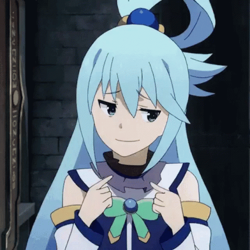 Konosuba Anime Aqua Thinking & Acting Cute GIF