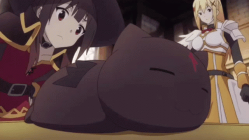 Konosuba Anime Megumin & Sleeping Cat GIF
