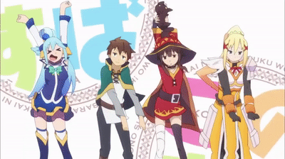 Konusuba Aqua Kazuma Megumin Darkness Dancing GIF