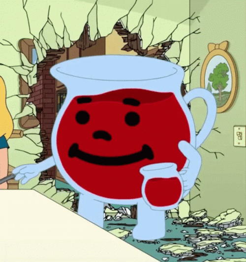 Kool Aid Mascot Drinking Kool Aid In A Pitcher GIF
