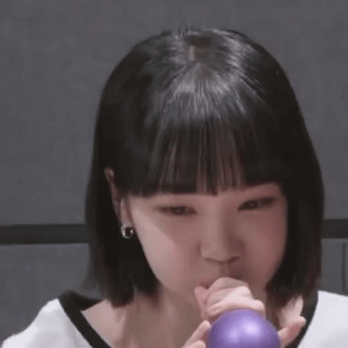 Korean Girl Blow Balloon GIF