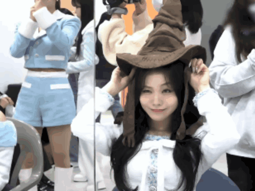 Korean Girl Wearing Sorting Hat GIF